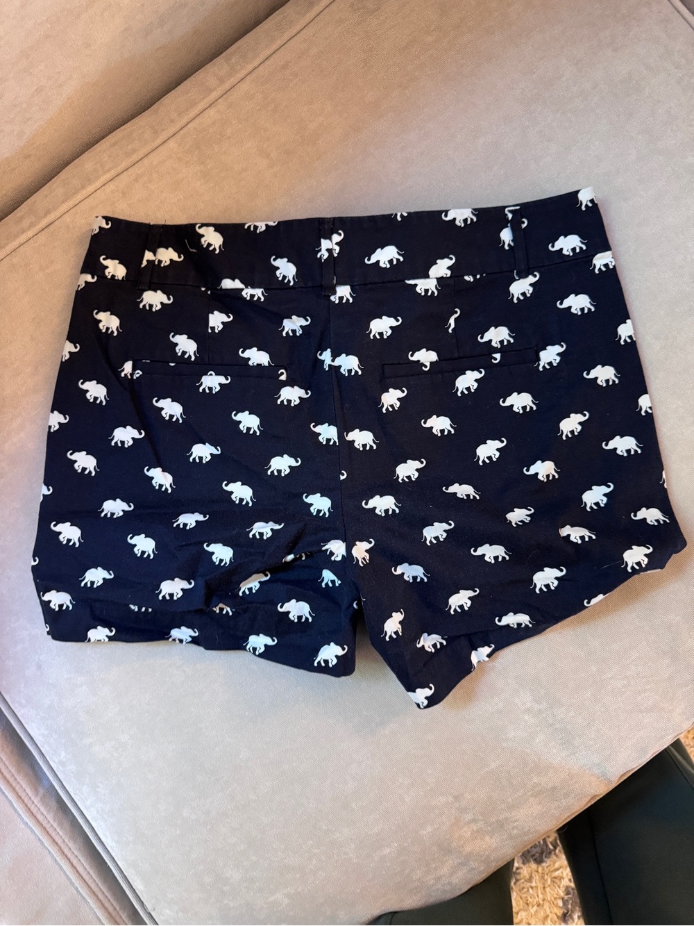 Navy Blue Shorts with White elephant  Print